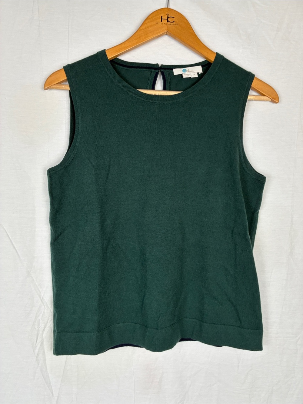 Boden Women’s Medium Dark Forest Green Sleeveless Knit Tank Crew Neck Preppy